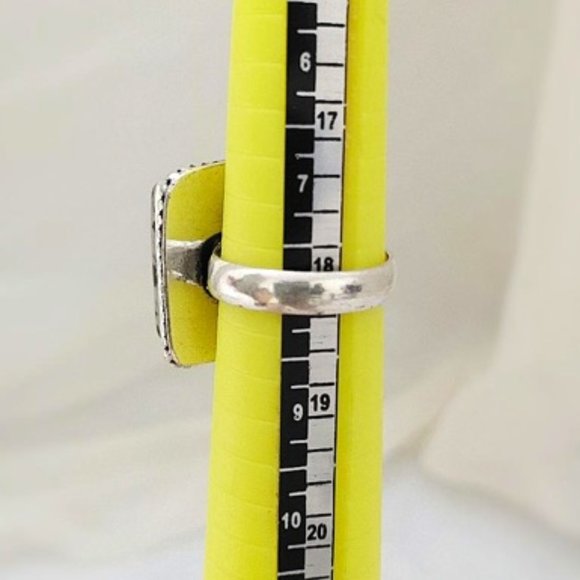 Square Ring Dalmatian Jasper Mauve BlackDot Silver - Picture 10 of 10